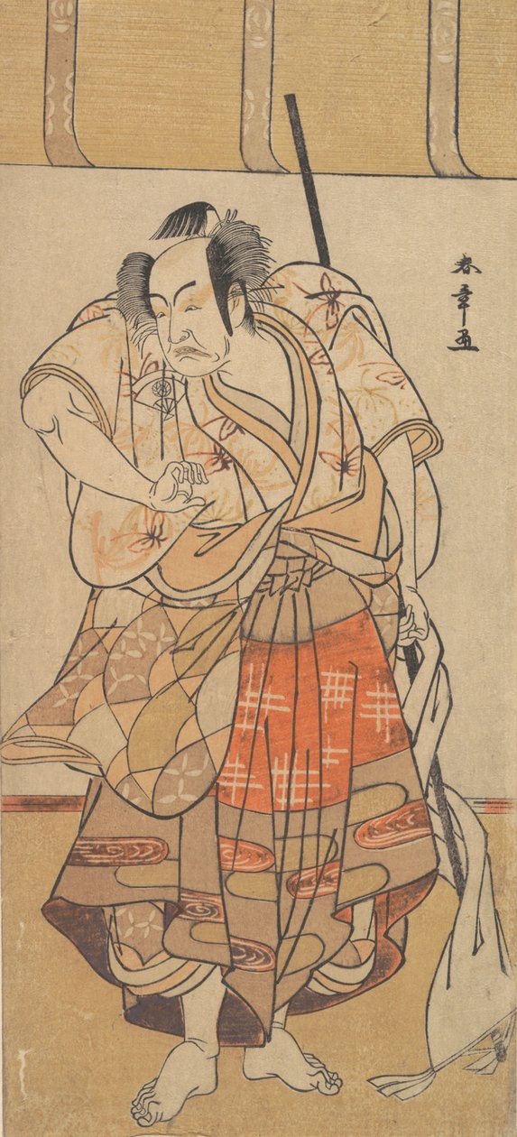 O primeiro Onoe Kikugoro como um homem irritado, ca. 1772. de Shunsho
