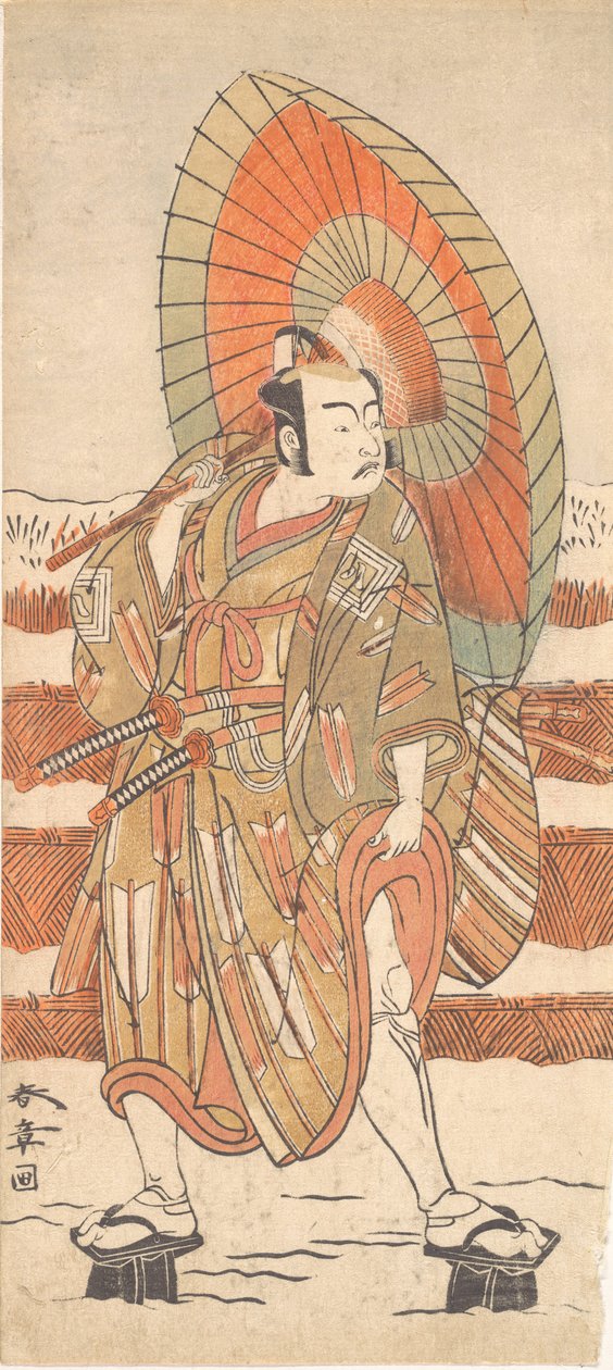 O Segundo Ichikawa Yaozo como um Samurai na Neve, provavelmente 1774. de Shunsho
