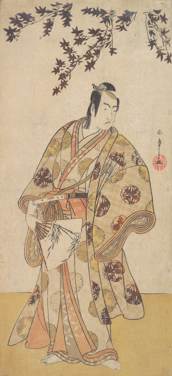 O Terceiro Ichikawa Yaozo como um Daimyo sob uma árvore de bordo, ca. 1783. de Shunsho