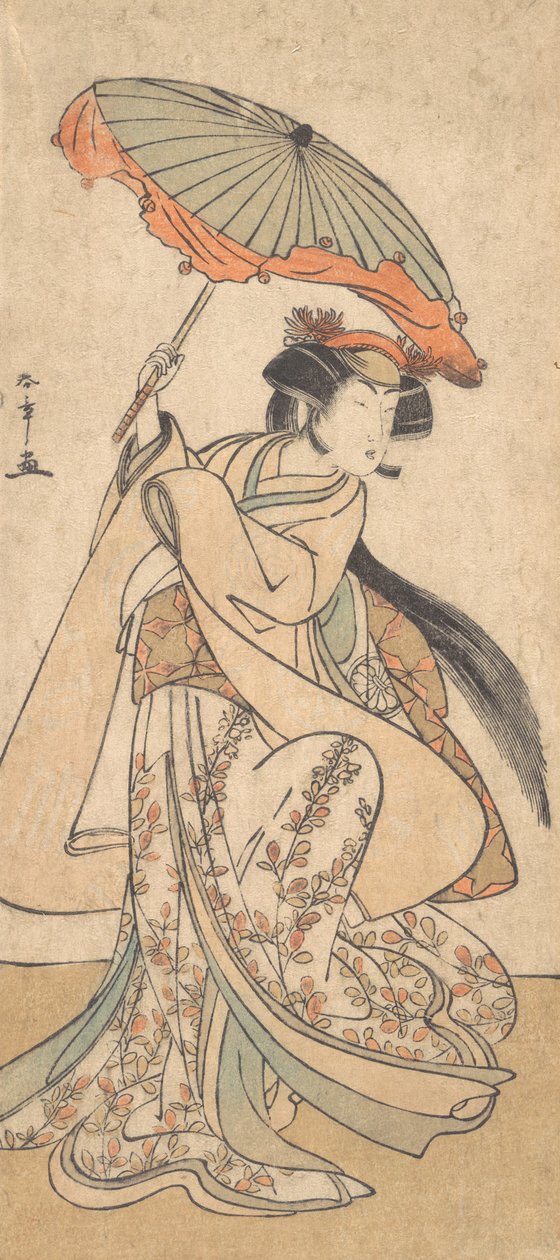 O terceiro Segawa Kikunojo como uma mulher dançando em um ato Shosa, ca. 1785 de Shunsho