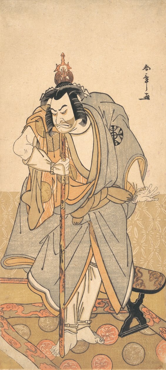 O ator Nakamura Nakazo como um peregrino rokuju-rokubu ao templo budista, ca. 1780. de Shunsho