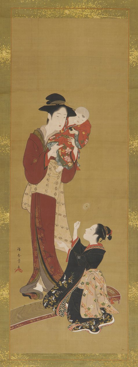 Mulher, um bebê e uma jovem, 1726-1868. de Shunsho