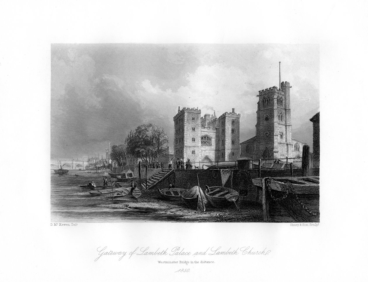 Palácio e Igreja de Lambeth, Lambeth, 1850 de Shury and Son