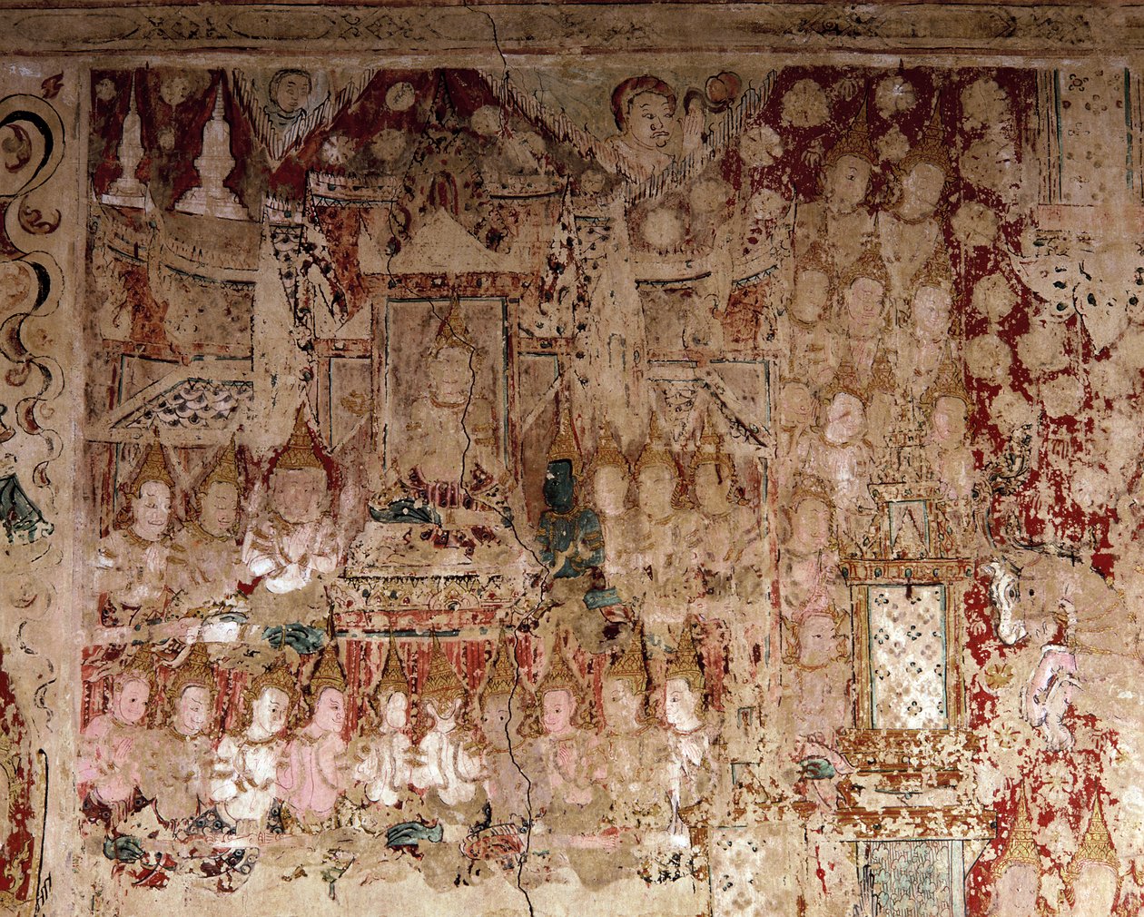 Fragmentos de murais (pintura em pedra) de Siamese School
