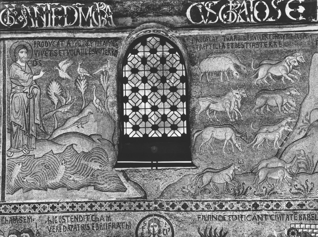 Criação de pássaros e animais (mosaico) de Sicilian School