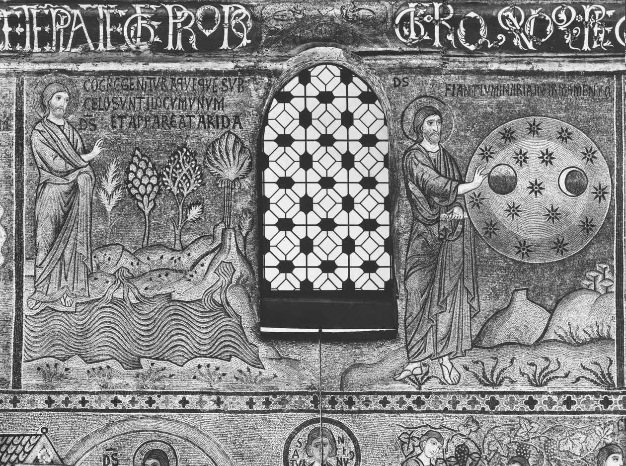 Criação de Água e Estrelas (mosaico) de Sicilian School