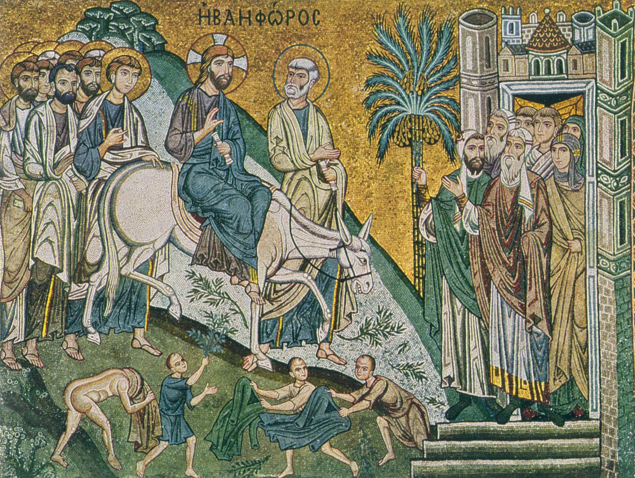 Entrada em Jerusalém (mosaico) de Sicilian School