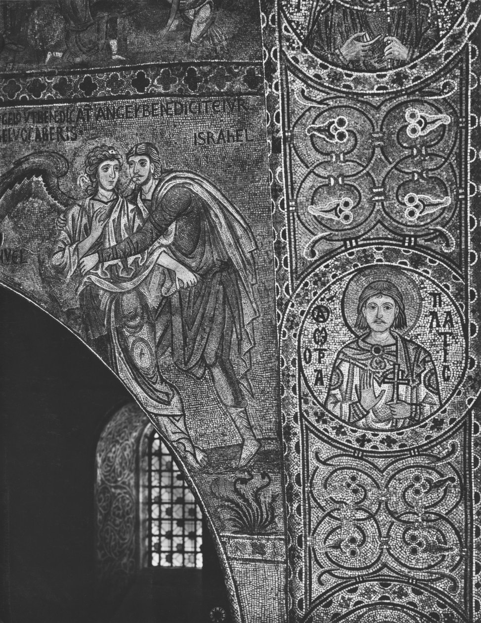 Jacob lutando com o Anjo (mosaico) de Sicilian School
