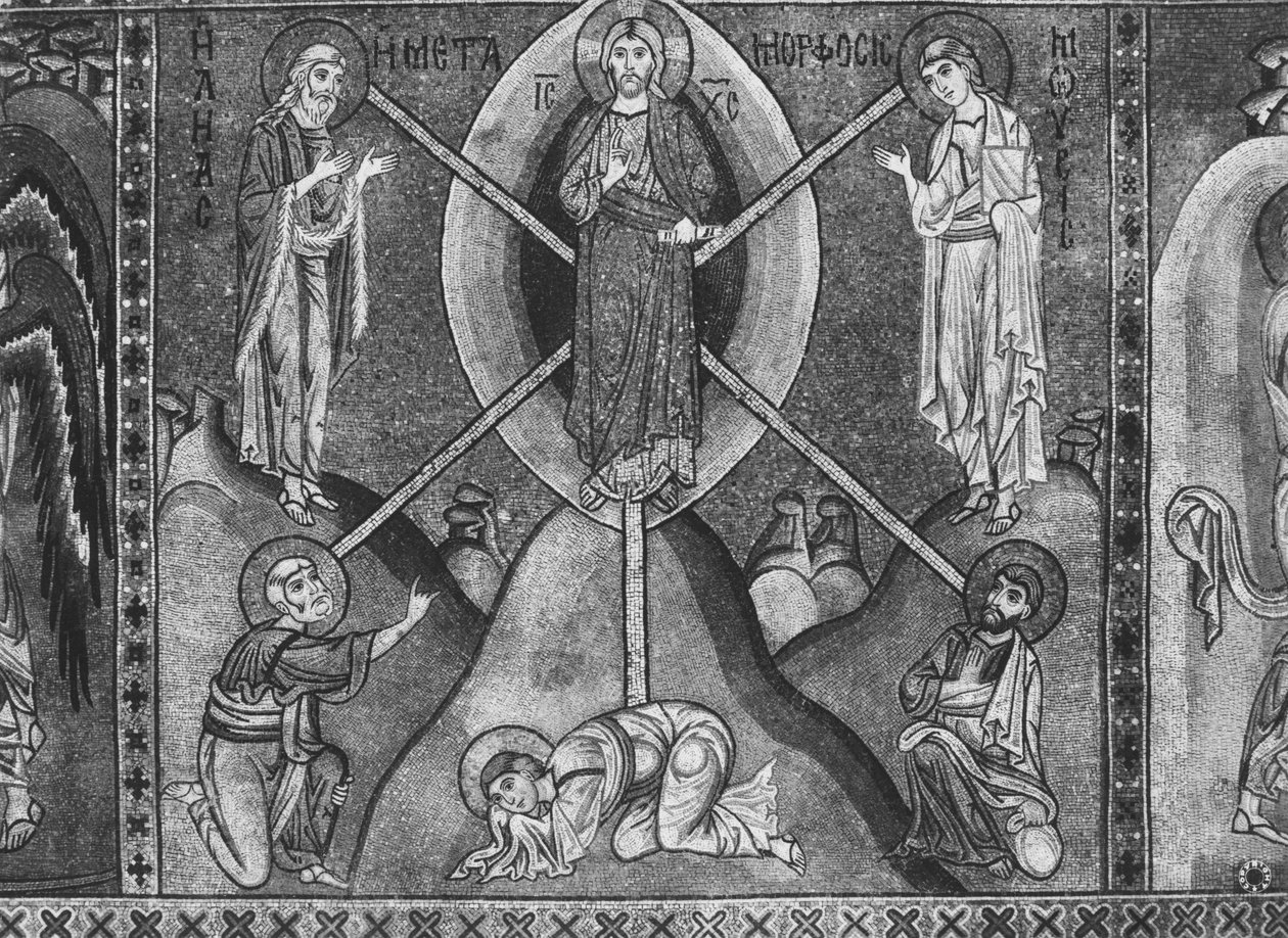 Jesus Cristo no Monte Tabor (mosaico) de Sicilian School