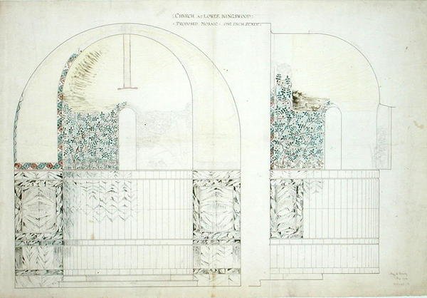 Design para Mosaico para A Igreja da Sabedoria de Deus em Lower Kingswood de Sidney Barnsley