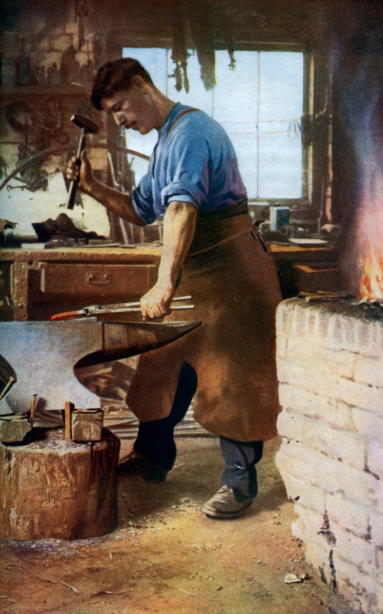 Ferreiro no trabalho, Inglaterra, c1922 de Sidney H Nicholls