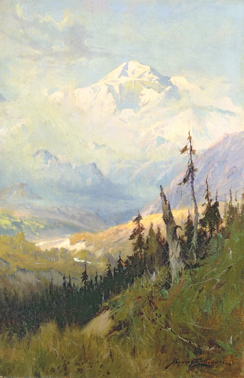 Um dia de outono, MT. McKinley (óleo sobre tela) de Sidney Laurence