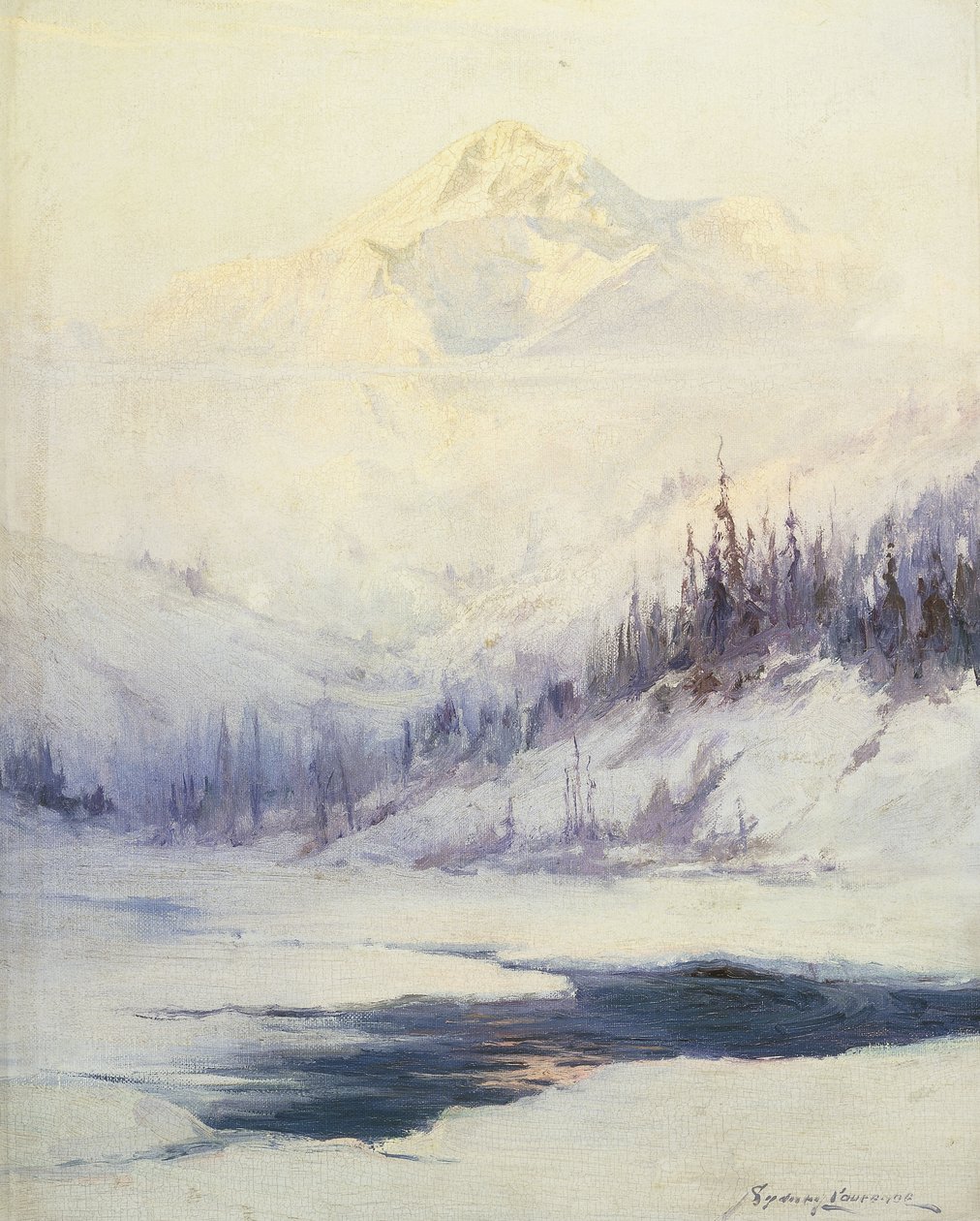 Manhã de inverno, Monte Mckinley, Alasca de Sidney Laurence
