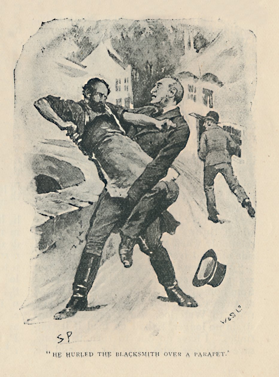 Ele arremessou o ferreiro sobre um parapeito, 1892 de Sidney Paget
