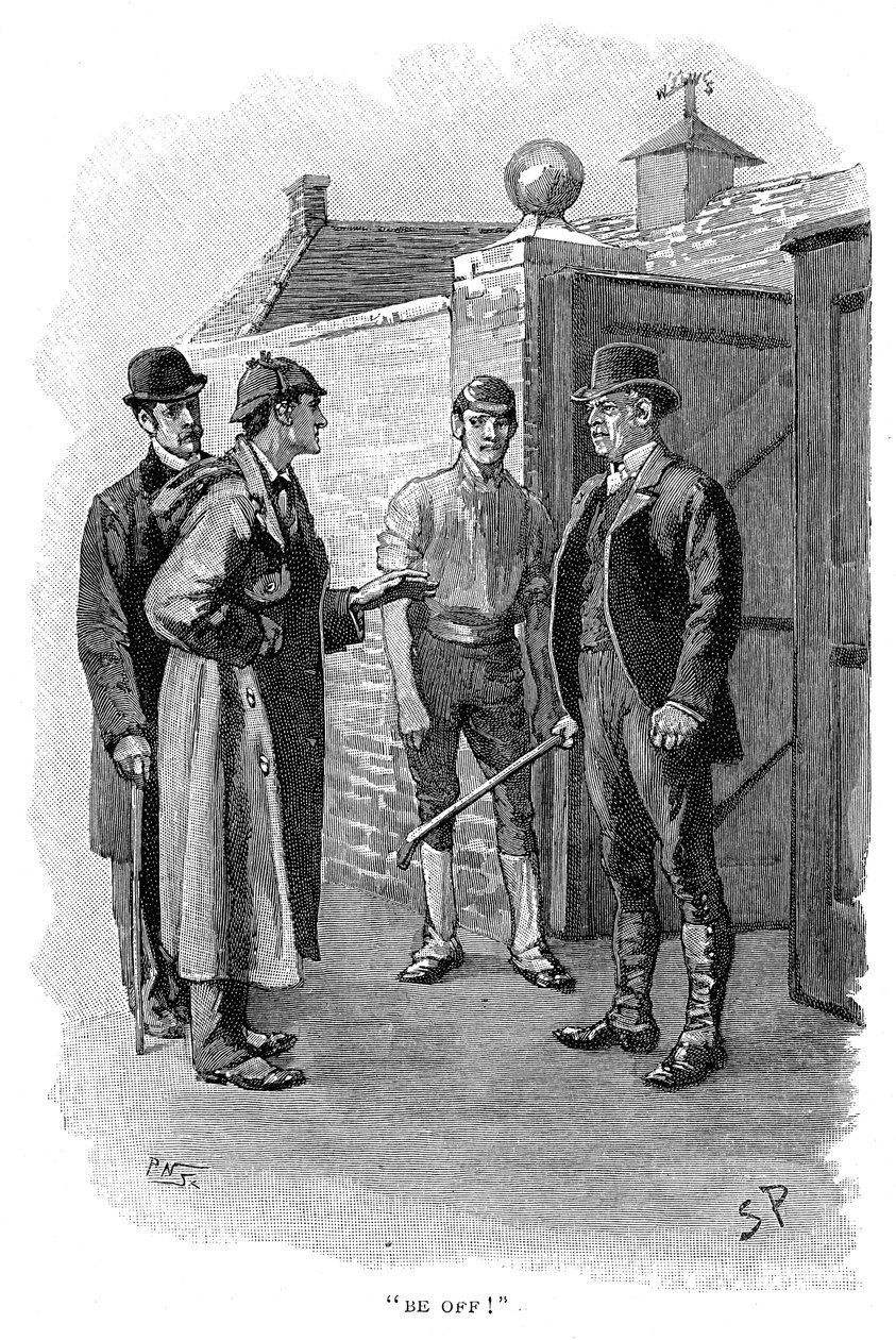 A aventura de Silver Blaze, Holmes questionando um suspeito de Sidney Paget