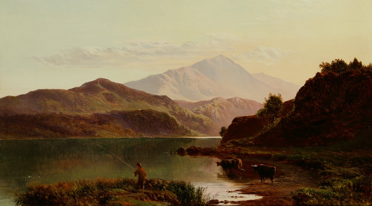 Pesca no Lago (óleo) de Sidney Richard Percy