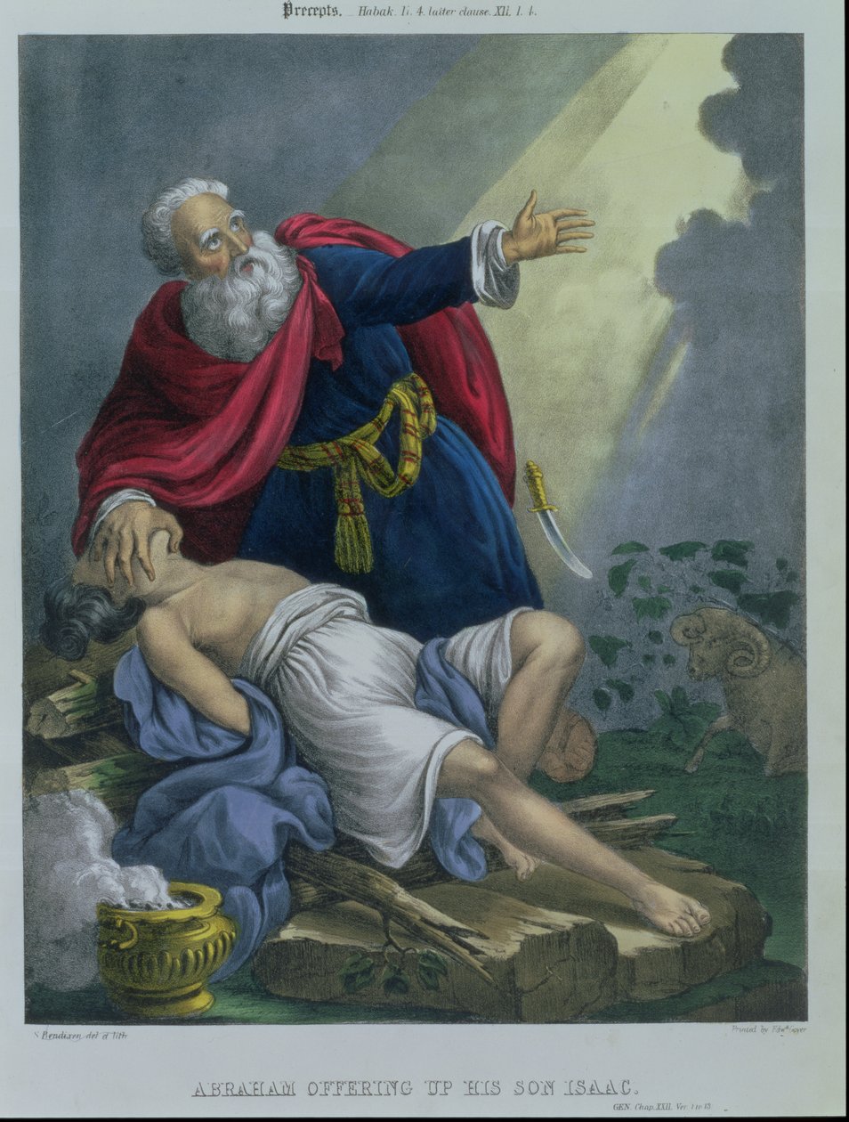 Abraão Oferecendo Seu Filho Isaac, de uma Bíblia impressa por Edward Gover, de 1870 de Siegfried Detler Bendixen