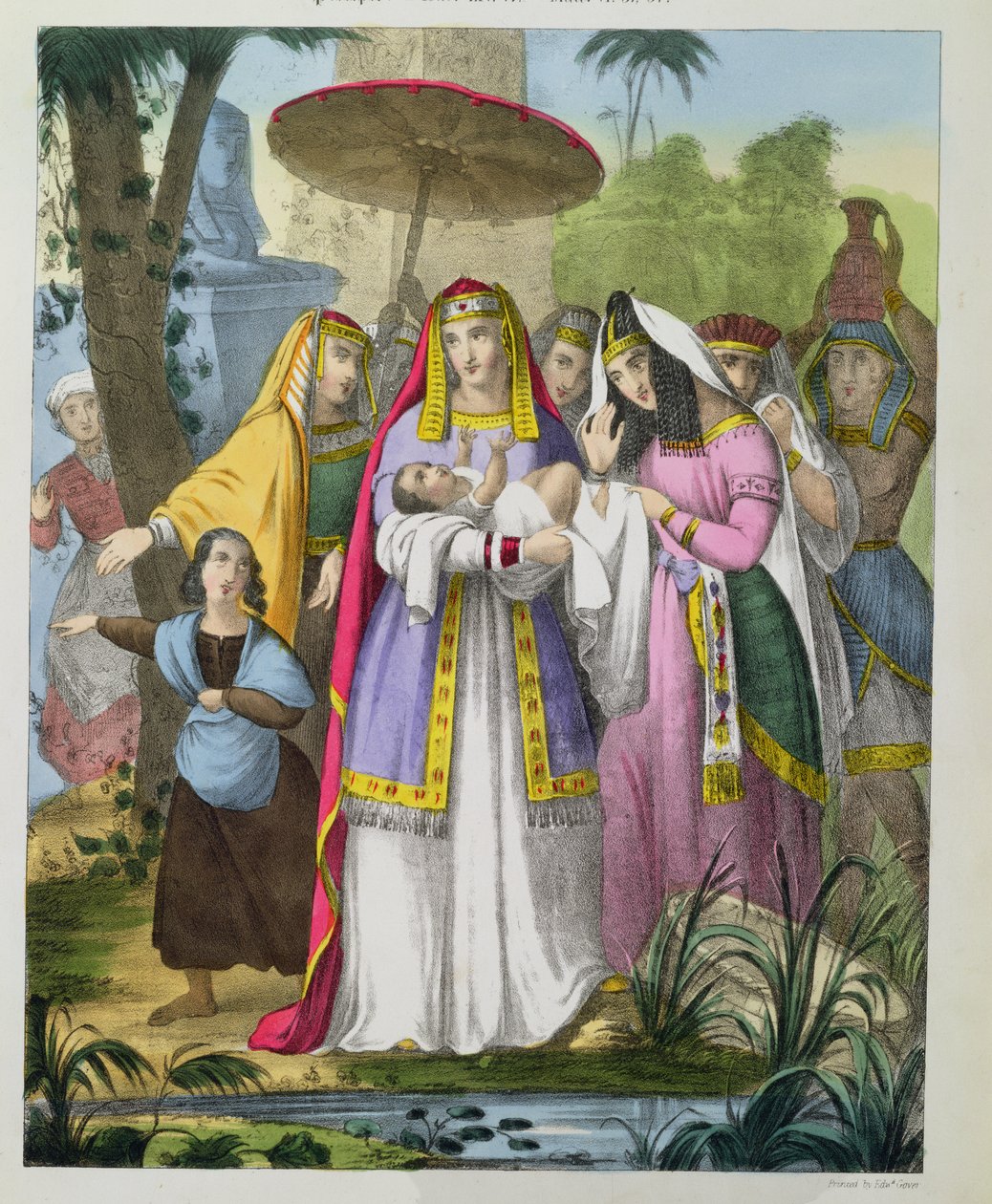 Moisés Salvo pela Filha do Faraó, de uma bíblia impressa por Edward Gover, de 1870 de Siegfried Detler Bendixen