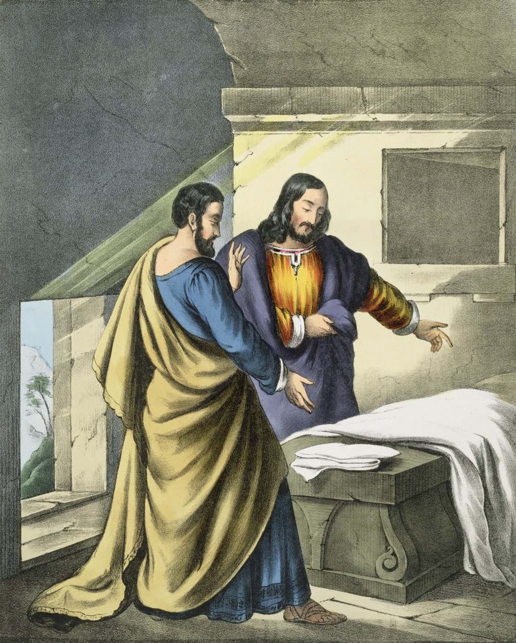 Pedro e João no Sepulcro, de uma bíblia impressa por Edward Gover, de 1870 de Siegfried Detler Bendixen