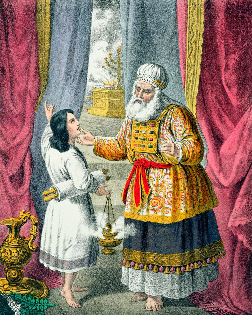 Eli questionando Samuel sobre sua visão, década de 1870 de Siegfried Detlev Bendixen