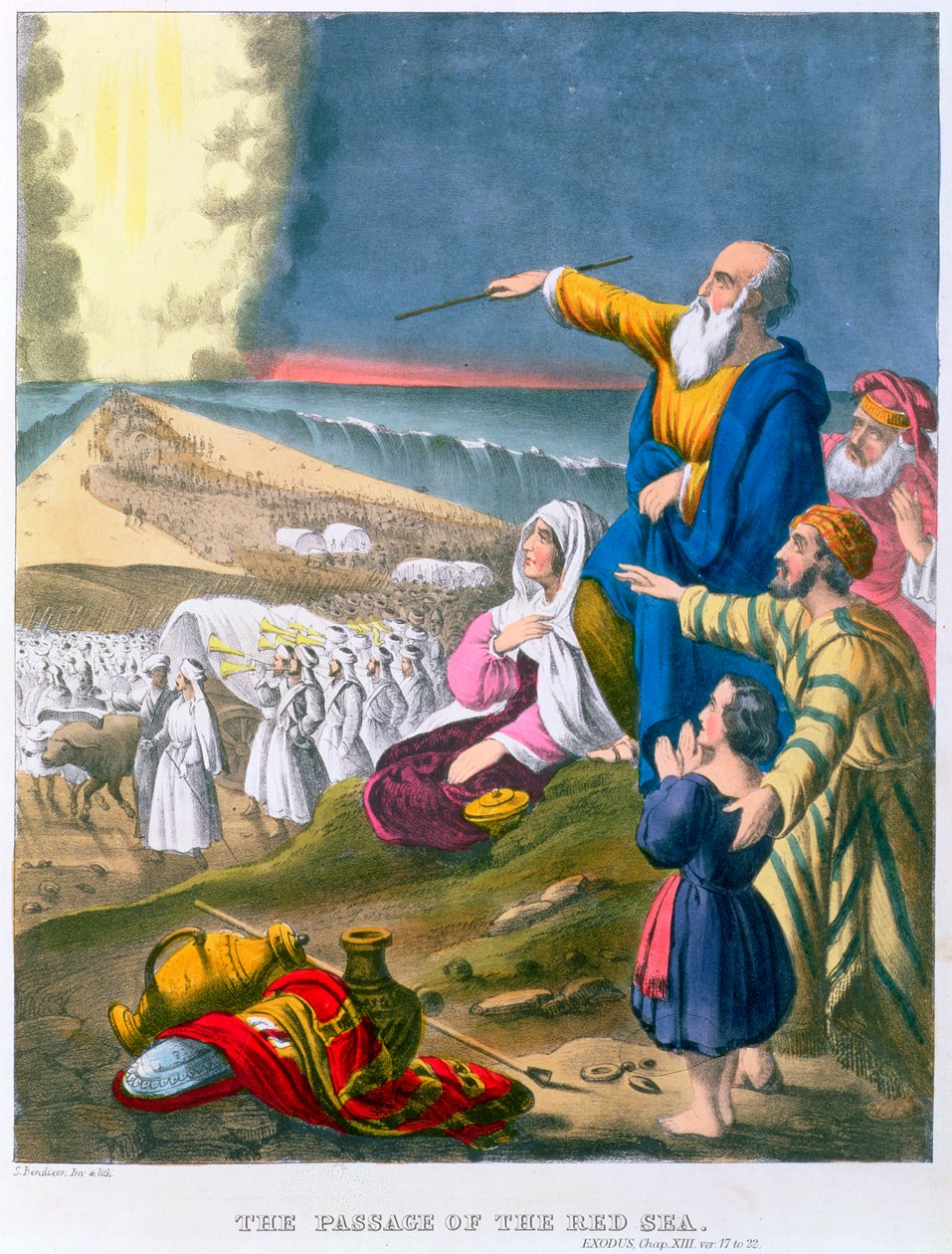 Moisés abrindo o Mar Vermelho, década de 1870 de Siegfried Detlev Bendixen