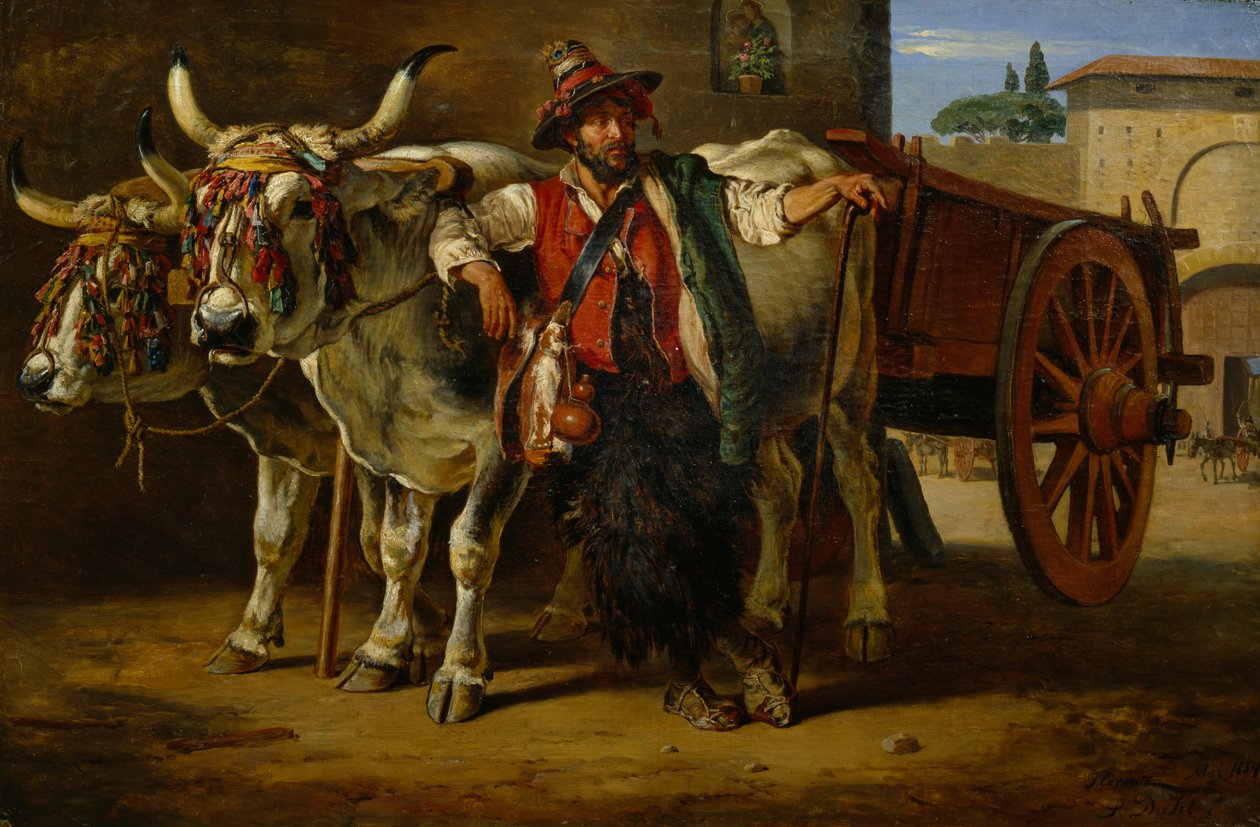 Homem com carro de touro, Florença de Siegwald Johannes Dahl