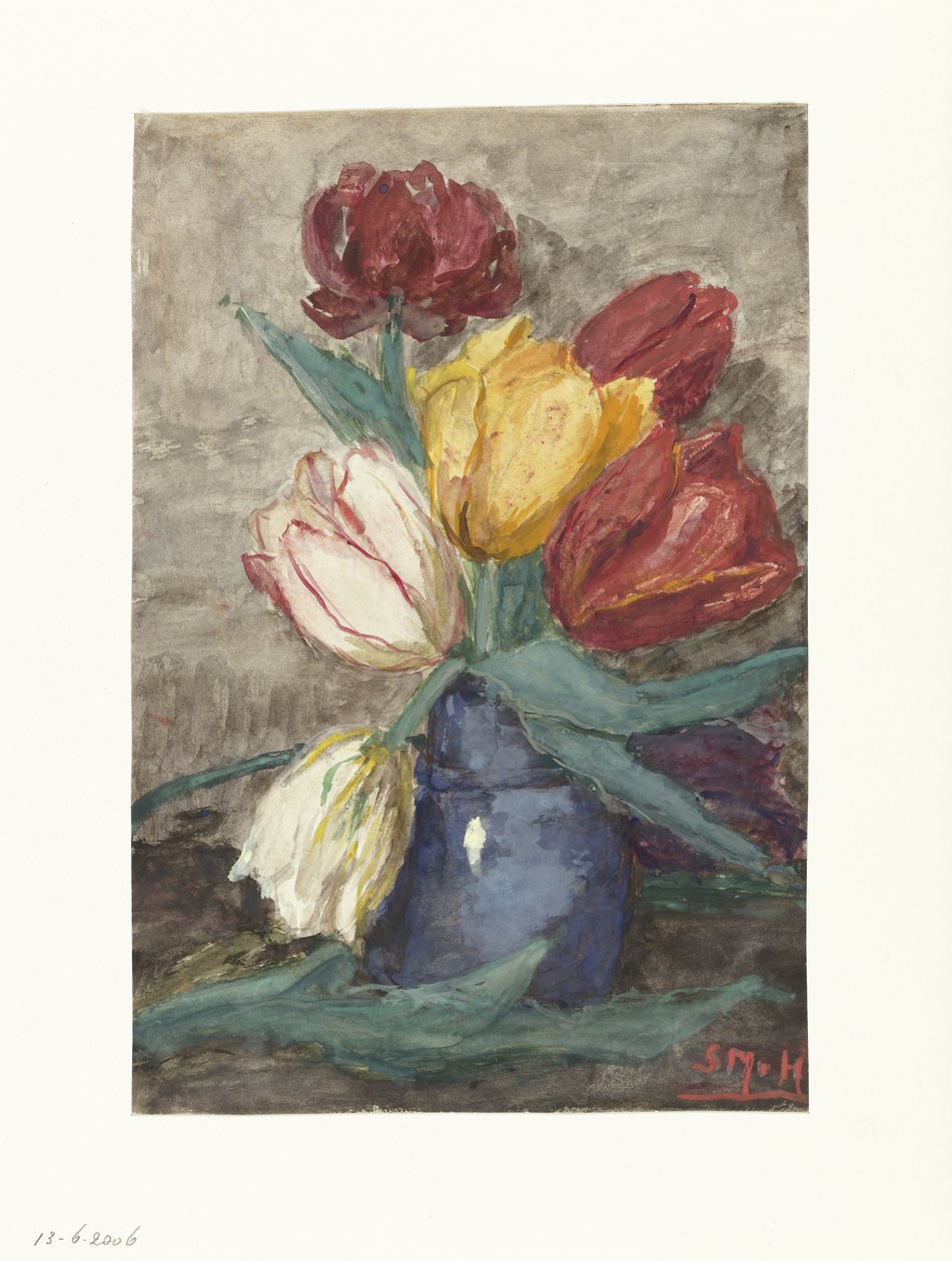 Tulipas em um vaso de Sientje Mesdag van Houten
