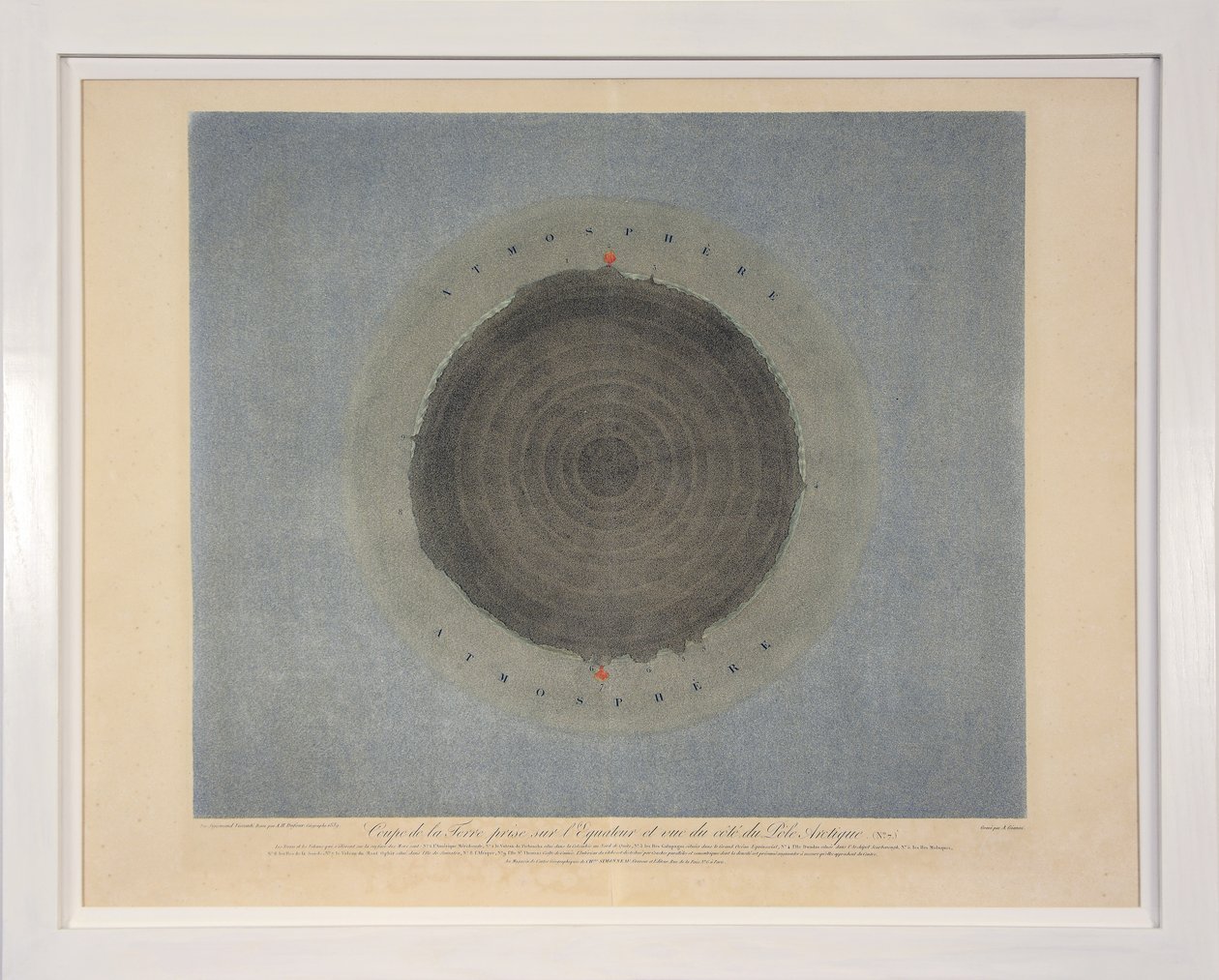 Tiro da Terra tirado do Equador e visto do lado do Pólo Ártico (n º 7), de Tables of the Planetarium System, pub. Paris, 1839 (stipple engraving) de Sigismond Visconti