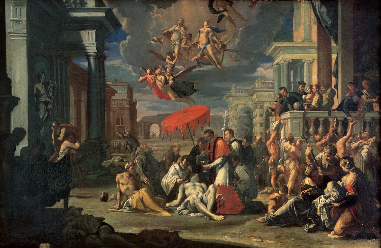 São Carlos Borromeu Administrando o Sacramento às Vítimas da Peste em 1576 de Sigismondo Caula