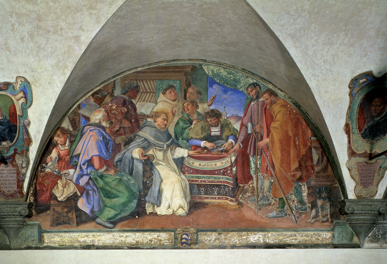 São Antonino afasta dois falsos mendigos, luneta, 1613 de Sigismondo Coccapani