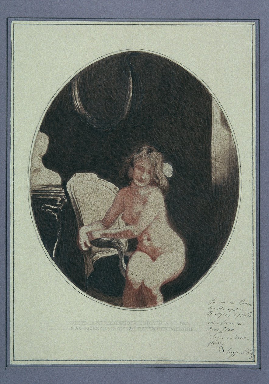 Mulher nua sentada de Sigmund Walter Hampel