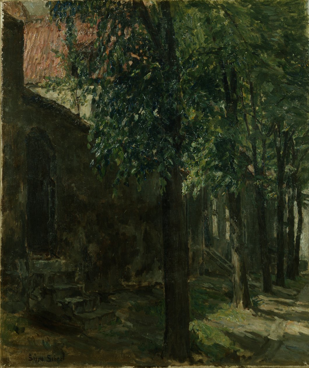 Rua em Lubeck, Alemanha (óleo sobre tela) de Signe Scheel