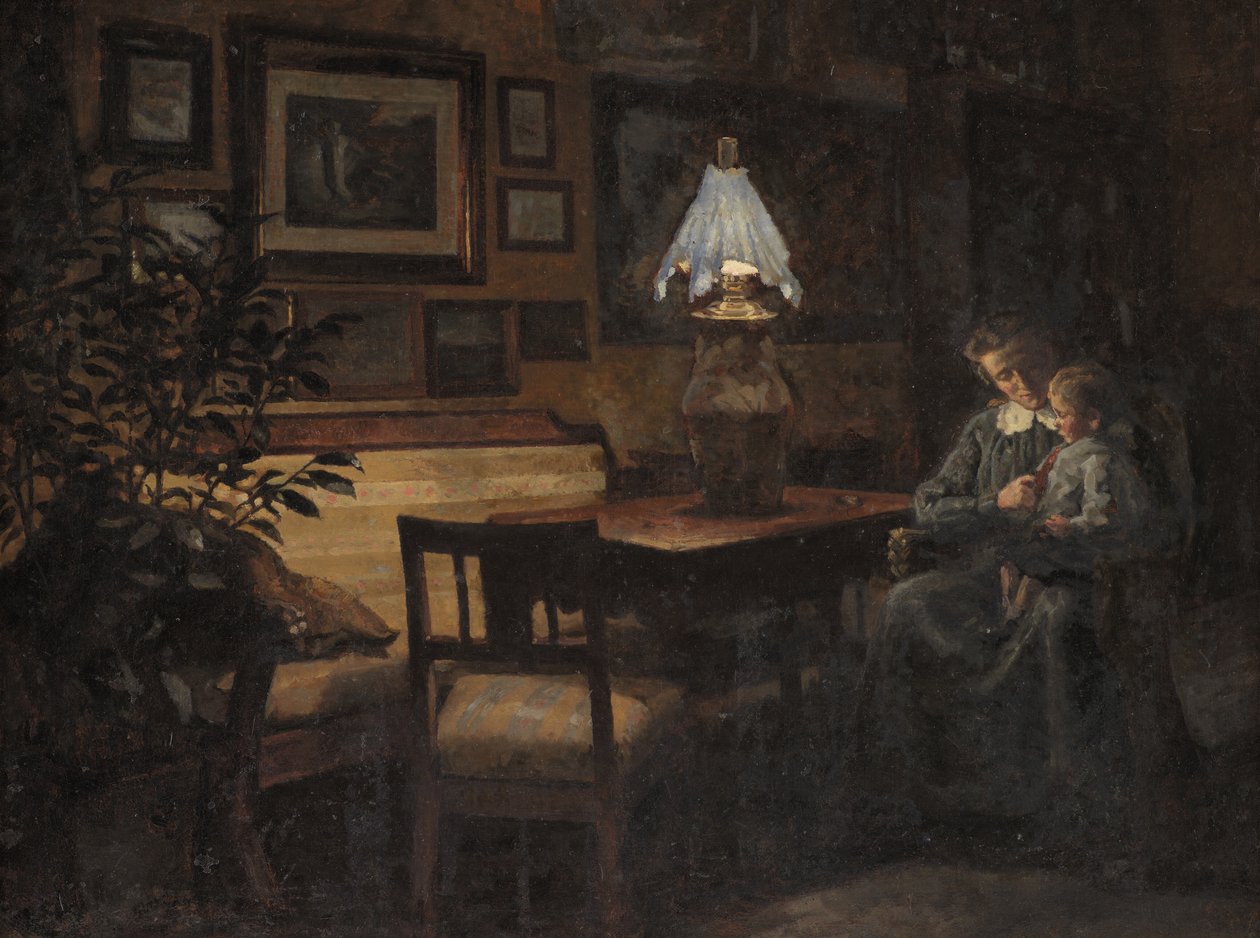 Interior da noite. Mãe e filho de Sigurd Wandel