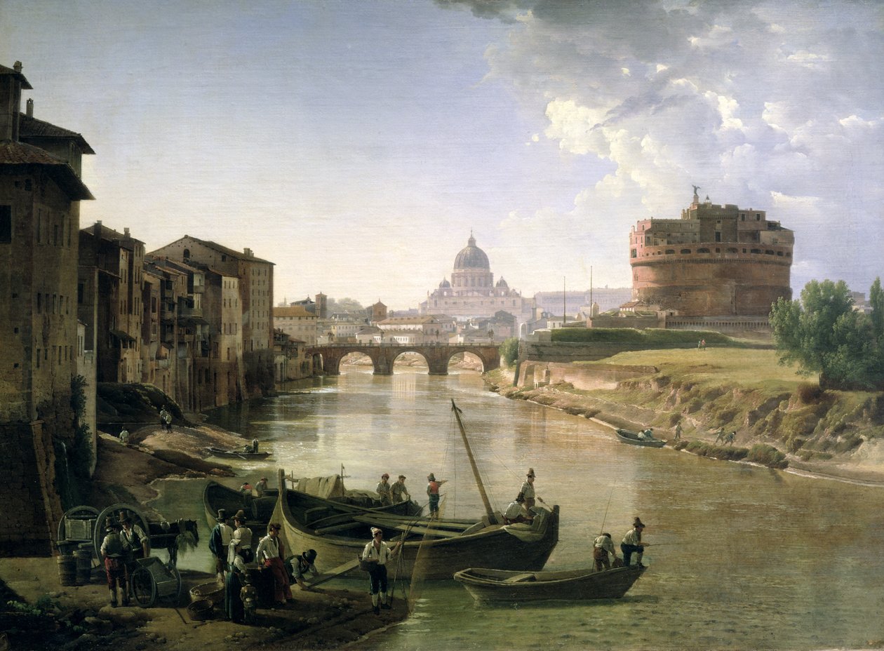 Nova Roma com o Castel Sant&39;Angelo, 1825 (óleo sobre tela de Silvestr Fedosievich Shchedrin