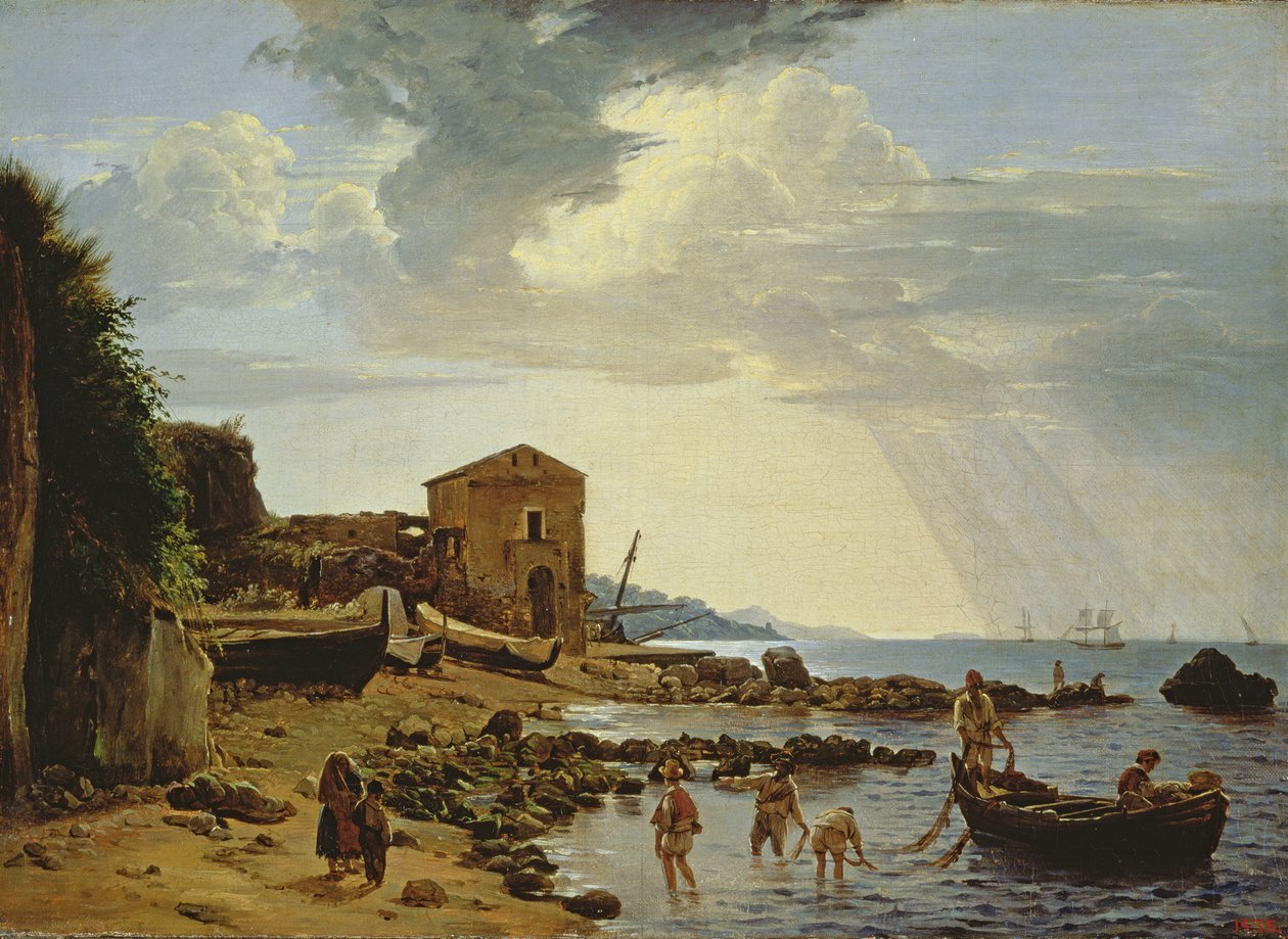 A praia de Sorrento com vista para a Ilha de Capri de Silvestr Fedosievich Shchedrin