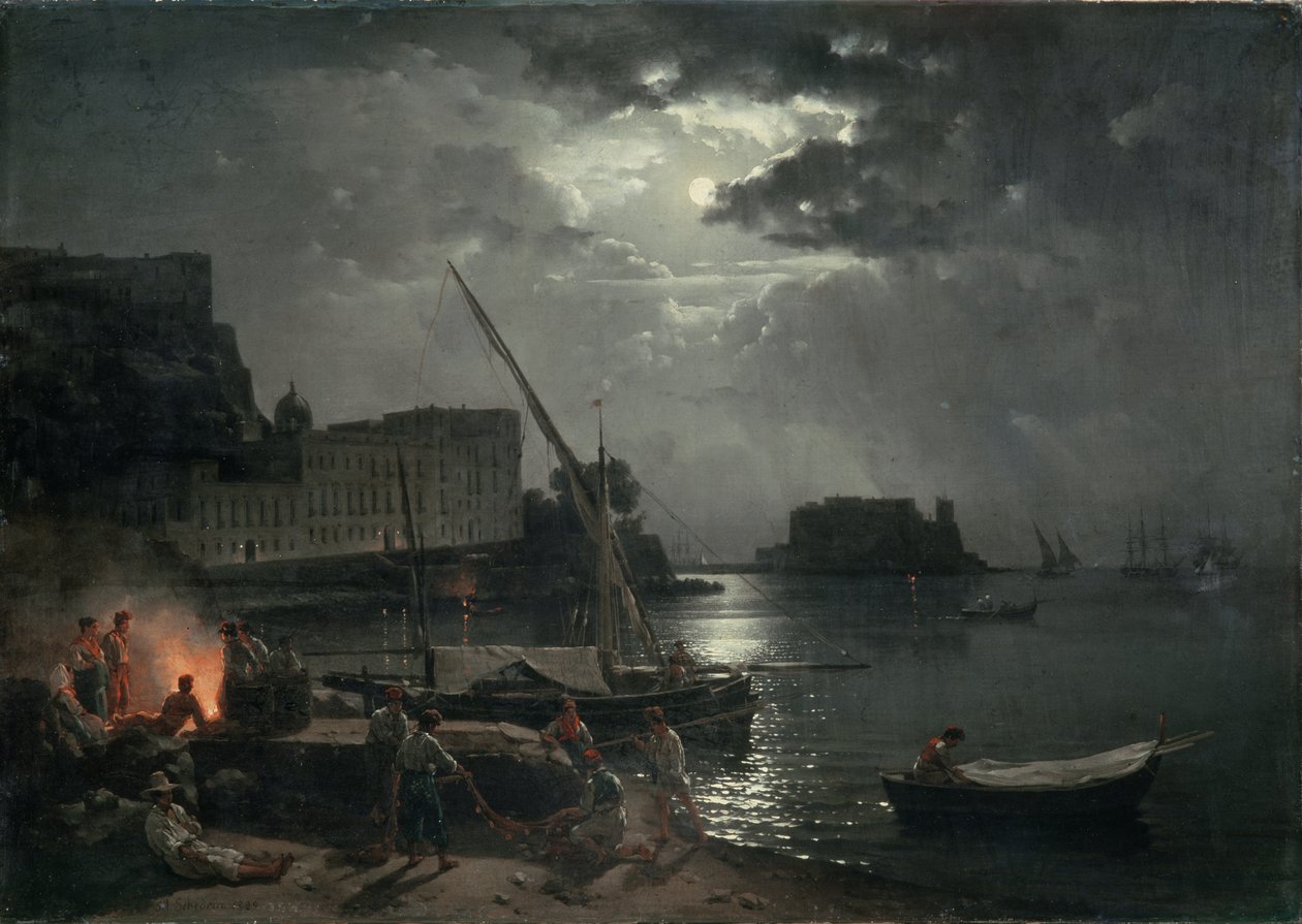 Vista de Nápoles no luar, 1829 de Silvestr Fedosievich Shchedrin