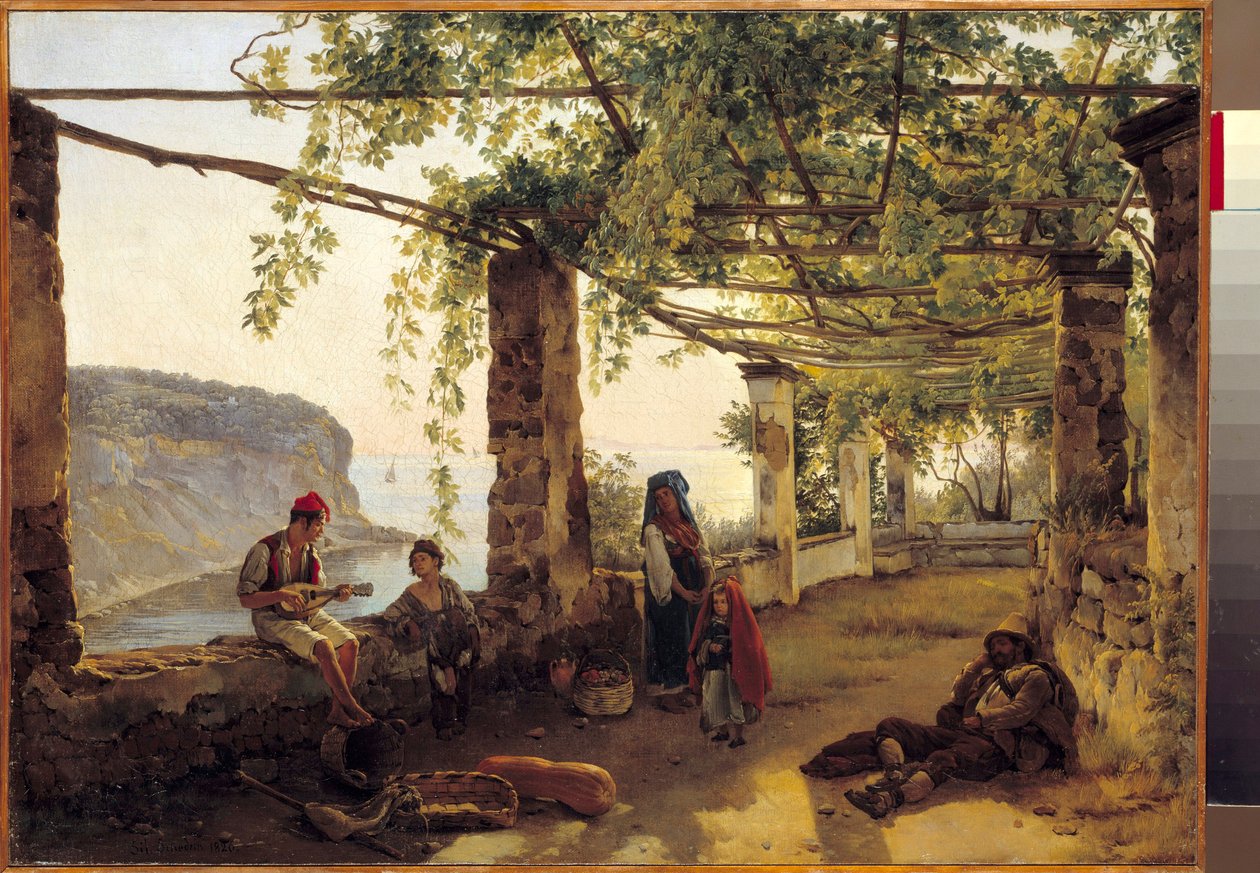 Paisagem perto de Sorrento na Costa de Amalfi Pintura de Silvestre Shchedrine (1791-1830) 1826 de Silvestr Fedosievich Shchedrin