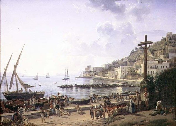 A Baía de Mergellina, Nápoles de Silvestr Fedosievich Shchedrin
