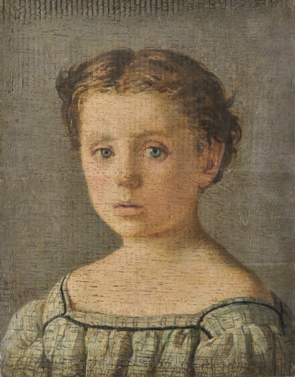Retrato de criança, c.1864-65 (óleo sobre tábua) de Silvestro Lega