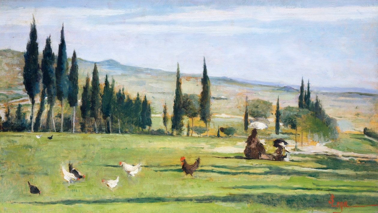 Gabbro Landscape, de Silvestro Lega (1826-1895), óleo sobre tela, 34,5x61 cm. de Silvestro Lega