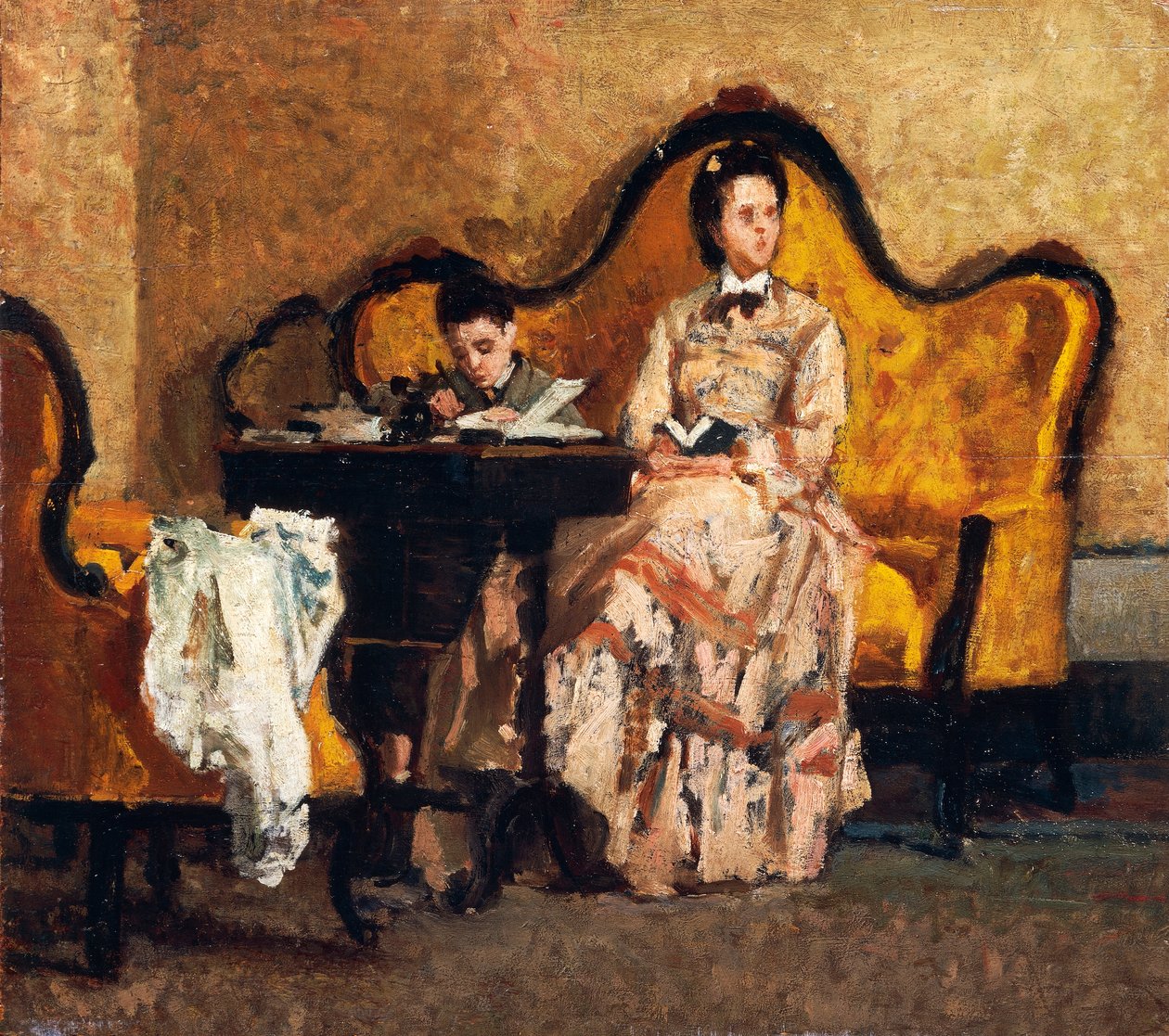 Trabalho de casa, por Silvestro Lega (1826-1895) de Silvestro Lega