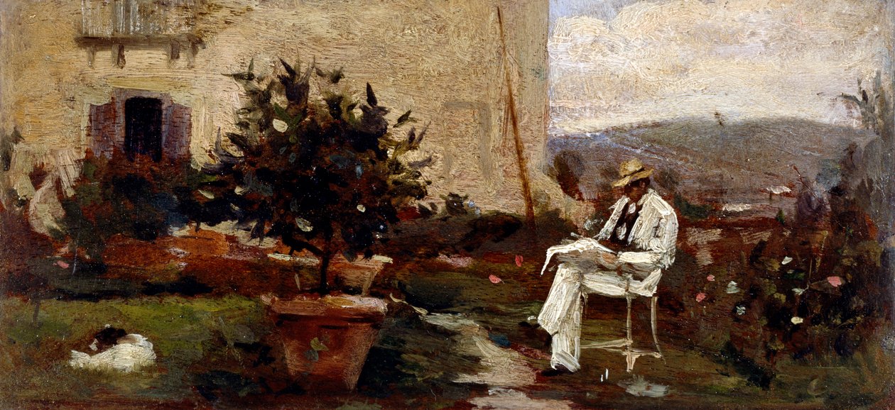 Luigi Tommasi no jardim de Silvestro Lega