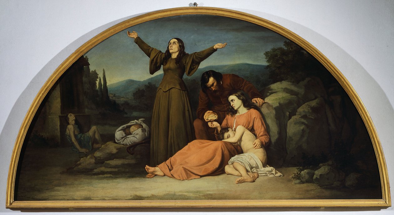 Lunette of Famine, de Silvestro Lega (1826-1895), Canton Oratory, Modigliana, Emilia Romagna de Silvestro Lega