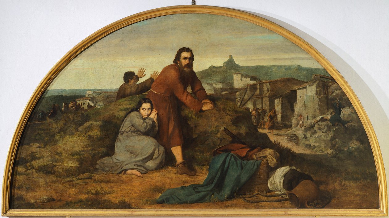 Lunette do terremoto, de Silvestro Lega (1826-1895), Cantão Oratório, Modigliana, Emilia Romagna de Silvestro Lega