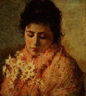 Retrato de uma Mulher (painel) de Silvestro Lega