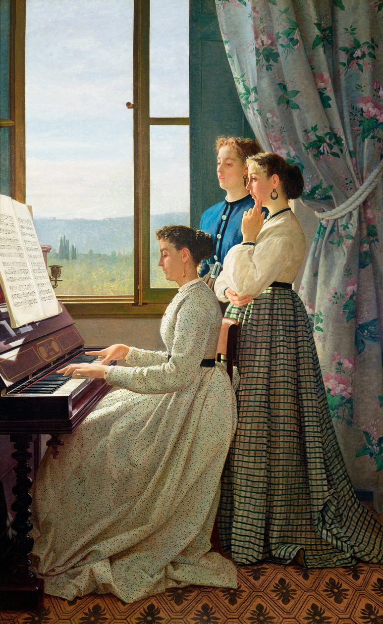 A Canção Folclórica (óleo sobre tela) de Silvestro Lega