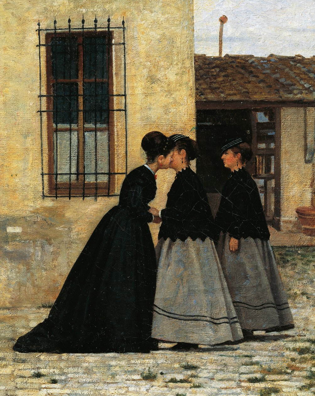 A Visita, de Silvestro Lega, detalhe de Silvestro Lega