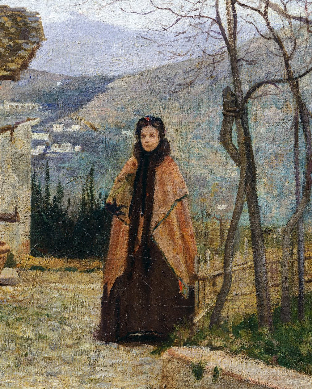 A Visita, de Silvestro Lega, detalhe de Silvestro Lega