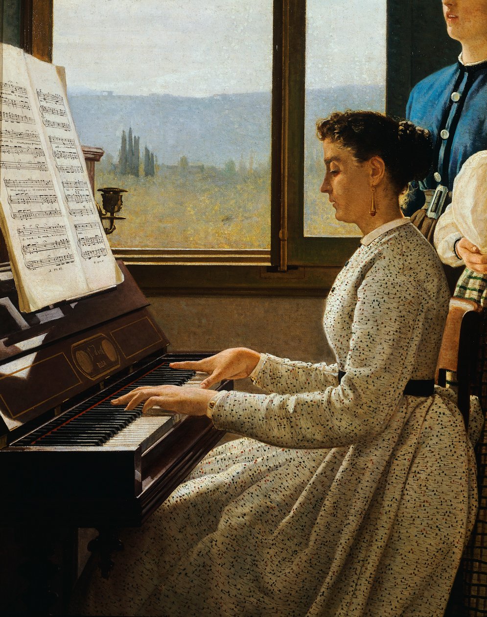 A canção de Starling, de Silvestro Lega (1826-1895), óleo sobre tela, detalhe de Silvestro Lega