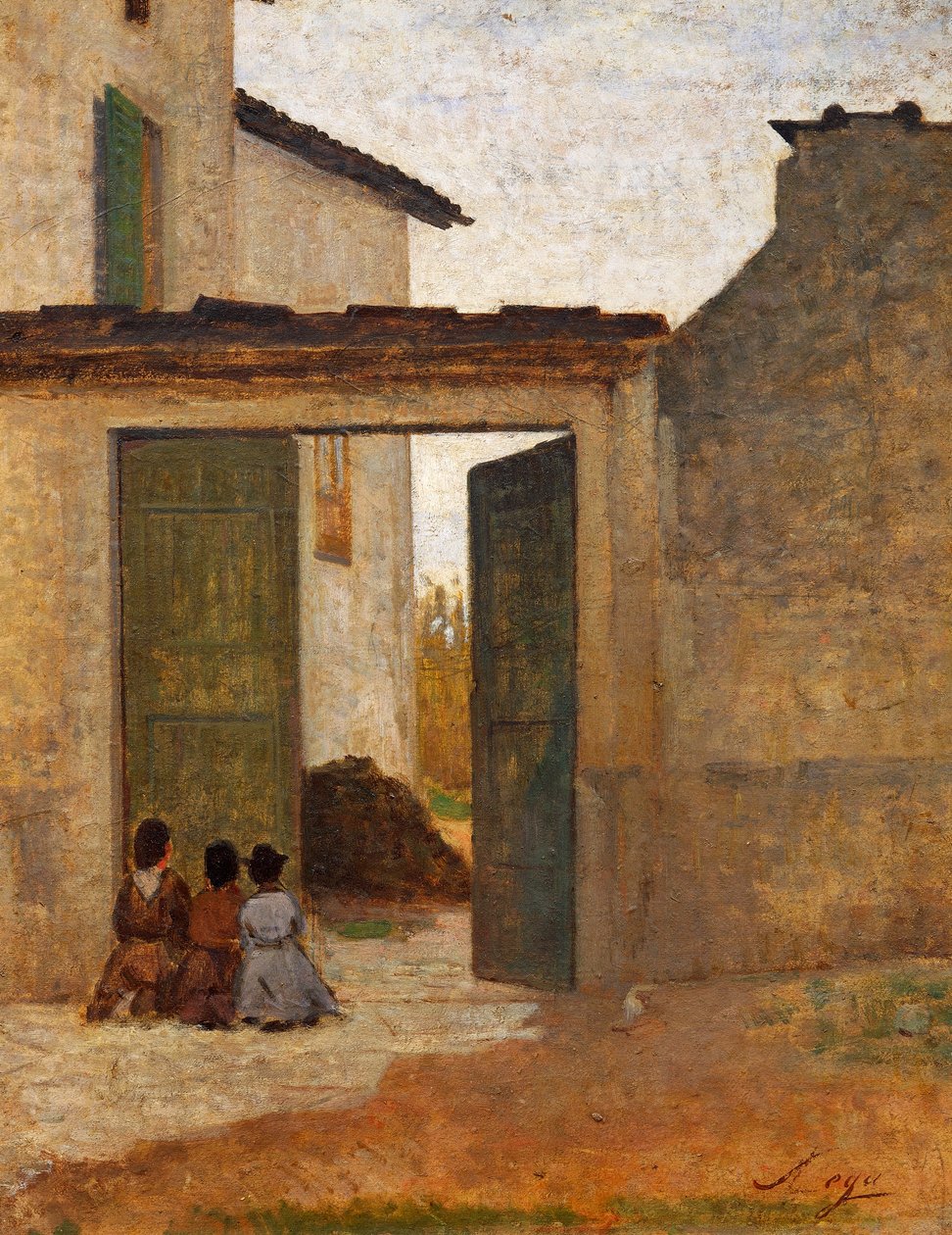 Viaticum, cerca de 1864, de Silvestro Lega (1826-1895), óleo sobre papelão, 315x394 cm de Silvestro Lega
